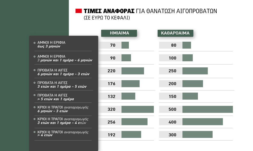 Εντός διμήνου η αποζημίωση για σφαγές αιγοπροβάτων σε οκτώ κλίμακες έως 500 ευρώ